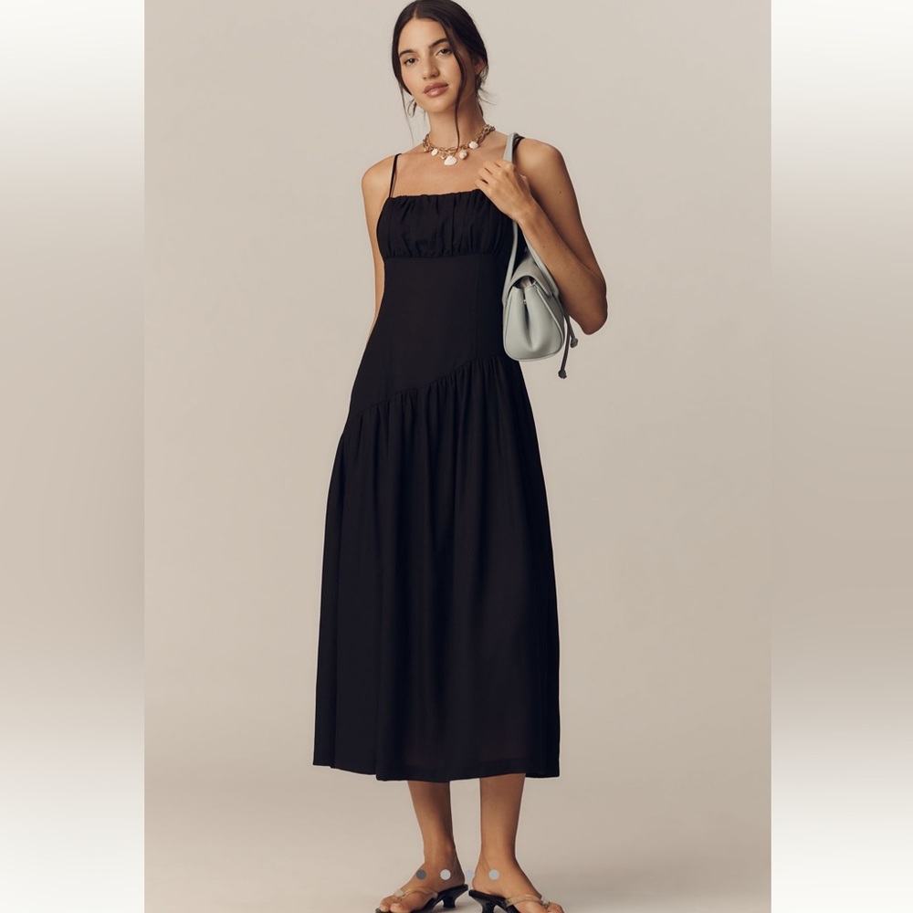 NWT LISA SAYS GAH DROP WAIST MIDI DRESS- BLACK
